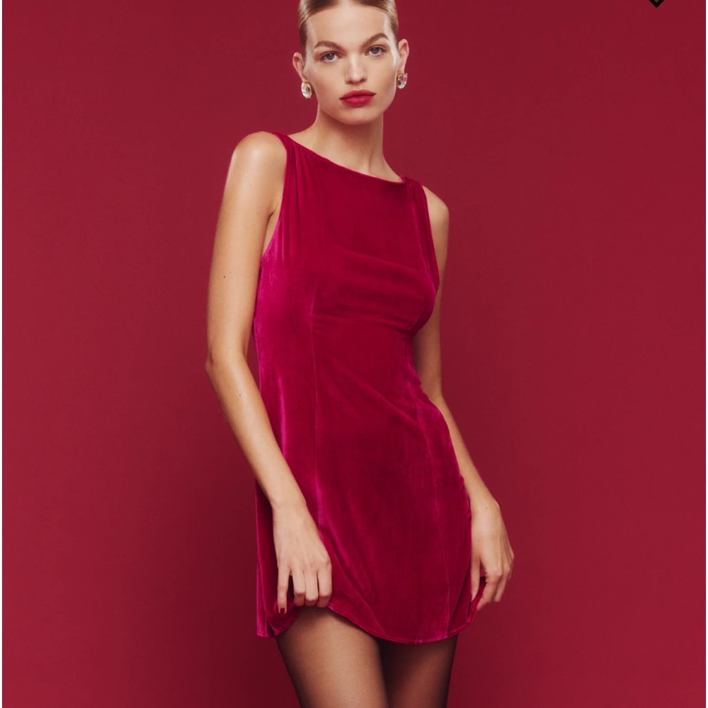 Reformation Brisbane Velvet Mini Dress 0